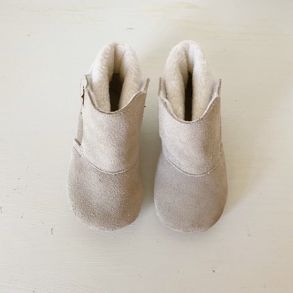 L'Amour Tan Booties Suede Leather Fleece Lined Star Infant Toddler 4 - Picture 2 of 9